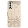 Samsung Galaxy S22 Cat Embossing Pattern Leather Phone Case with Lanyard - Beige