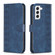 Samsung Galaxy S22 5G Plaid Embossed Leather Phone Case - Blue