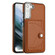 Samsung Galaxy S22 5G Shockproof Leather Phone Case with Card Holder - Brown