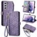 Samsung Galaxy S22 5G Geometric Zipper Wallet Side Buckle Leather Phone Case - Purple