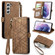 Samsung Galaxy S22 5G Geometric Zipper Wallet Side Buckle Leather Phone Case - Brown