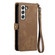 Samsung Galaxy S22 5G Geometric Zipper Wallet Side Buckle Leather Phone Case - Brown