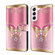 Samsung Galaxy S22 Crystal 3D Shockproof Protective Leather Phone Case - Pink Bottom Butterfly
