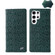 Samsung Galaxy S22 Ultra 5G Fierre Shann Crocodile Texture Magnetic Genuine Leather Phone Case - Green