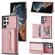 Samsung Galaxy S22 Ultra 5G Zipper Card Holder Phone Case - Rose Gold