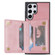 Samsung Galaxy S22 Ultra 5G Zipper Card Holder Phone Case - Rose Gold