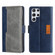 Samsung Galaxy S22 Ultra Contrast Color Side Buckle Leather Phone Case - Blue + Grey