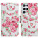 Samsung Galaxy S22 Ultra 5G Painted Pattern Horizontal Flip Leather Phone Case - Rose Flower