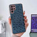 Samsung Galaxy S22 Ultra 5G Genuine Leather Ostrich Texture Series Nano Electroplating Phone Case - Blue