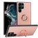 Samsung Galaxy S22 Ultra 5G Litchi Texture Magnetic Phone Case with Ring Holder - Pink