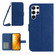 Samsung Galaxy S22 Ultra 5G Skin Feel Sun Flower Pattern Flip Leather Phone Case with Lanyard - Dark Blue