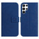 Samsung Galaxy S22 Ultra 5G Skin Feel Sun Flower Pattern Flip Leather Phone Case with Lanyard - Dark Blue