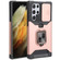 Samsung Galaxy S22 Ultra 5G Sliding Camera Cover Design PC + TPU Shockproof Phone Case with Ring Holder & Card Slot - Rose Gold