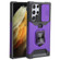 Samsung Galaxy S22 Ultra 5G Sliding Camera Cover Design PC + TPU Shockproof Phone Case with Ring Holder & Card Slot - Purple