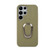 Samsung Galaxy S22 Ultra 5G Ring Holder Litchi Texture Genuine Leather Phone Case - Green