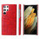 Samsung Galaxy S22 Ultra 5G Fierre Shann Retro Oil Wax Texture PU Leather Phone Case with Card Slots - Red