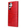 Samsung Galaxy S22 Ultra 5G Fierre Shann Retro Oil Wax Texture PU Leather Phone Case with Card Slots - Red