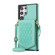 Samsung Galaxy S22 Ultra 5G Rhombic Texture RFID Phone Case with Lanyard & Mirror - Mint Green