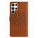 Samsung Galaxy S22 Ultra 5G Diamond Embossed Skin Feel Leather Phone Case with Lanyard - Brown