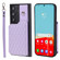Samsung Galaxy S22 Ultra 5G Grid Texture Card Bag Phone Case with Lanyard - Purple