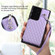 Samsung Galaxy S22 Ultra 5G Grid Texture Card Bag Phone Case with Lanyard - Purple