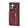 Samsung Galaxy S22 Ultra 5G Retro Ring and Zipper RFID Card Slot Phone Case - Wine Red