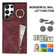 Samsung Galaxy S22 Ultra 5G Retro Ring and Zipper RFID Card Slot Phone Case - Wine Red