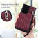 Samsung Galaxy S22 Ultra 5G Grid Texture Card Bag Phone Case with Lanyard - Red