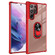 Samaung Galaxy S22 Ultra 5G Shockproof Transparent TPU + Acrylic Protective Case with Ring Holder - Red