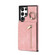Samsung Galaxy S22 Ultra 5G Retro Ring and Zipper RFID Card Slot Phone Case - Pink