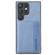 Samsung Galaxy S22 Ultra 5G Carbon Fiber Magnetic Card Wallet Bag Phone Case - Blue