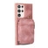 Samsung Galaxy S22 Ultra 5G Zipper Card Bag Back Cover Phone Case - Pink