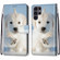 Samsung Galaxy S22 Ultra 5G Coloured Drawing Cross Texture Horizontal Flip Leather Phone Case with Holder & Card Slots & Wallet & Lanyard - Snow Puppy