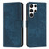 Samsung Galaxy S22 Ultra 5G Skin Feel Stripe Pattern Leather Phone Case with Lanyard - Blue