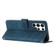 Samsung Galaxy S22 Ultra 5G Skin Feel Stripe Pattern Leather Phone Case with Lanyard - Blue