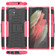 Samsung Galaxy S22 Ultra 5G Tire Texture TPU + PC Phone Case with Holder - Pink