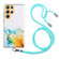 Samsung Galaxy S22 Ultra 5G Hollow Marble Pattern TPU Shockproof Phone Case with Neck Strap Rope - Yellow