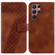 Samsung Galaxy S22 Ultra 5G 7-shaped Embossed Leather Phone Case - Brown