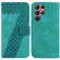 Samsung Galaxy S22 Ultra 5G 7-shaped Embossed Leather Phone Case - Green