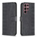 Samsung Galaxy S22 Ultra 5G Plaid Embossed Leather Phone Case - Black