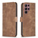 Samsung Galaxy S22 Ultra 5G Plaid Embossed Leather Phone Case - Brown