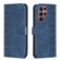 Samsung Galaxy S22 Ultra 5G Plaid Embossed Leather Phone Case - Blue