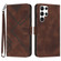 Samsung Galaxy S22 Ultra 5G Line Pattern Skin Feel Leather Phone Case - Coffee