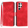 Samsung Galaxy S22 Ultra 5G Line Pattern Skin Feel Leather Phone Case - Red