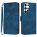 Samsung Galaxy S22 Ultra 5G Line Pattern Skin Feel Leather Phone Case - Royal Blue