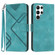 Samsung Galaxy S22 Ultra 5G Line Pattern Skin Feel Leather Phone Case - Light Blue