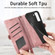 Samsung Galaxy S22 Ultra 5G Geometric Zipper Wallet Side Buckle Leather Phone Case - Pink