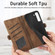 Samsung Galaxy S22 Ultra 5G Geometric Zipper Wallet Side Buckle Leather Phone Case - Brown