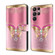 Samsung Galaxy S22 Ultra Crystal 3D Shockproof Protective Leather Phone Case - Pink Bottom Butterfly