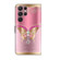 Samsung Galaxy S22 Ultra Crystal 3D Shockproof Protective Leather Phone Case - Pink Bottom Butterfly